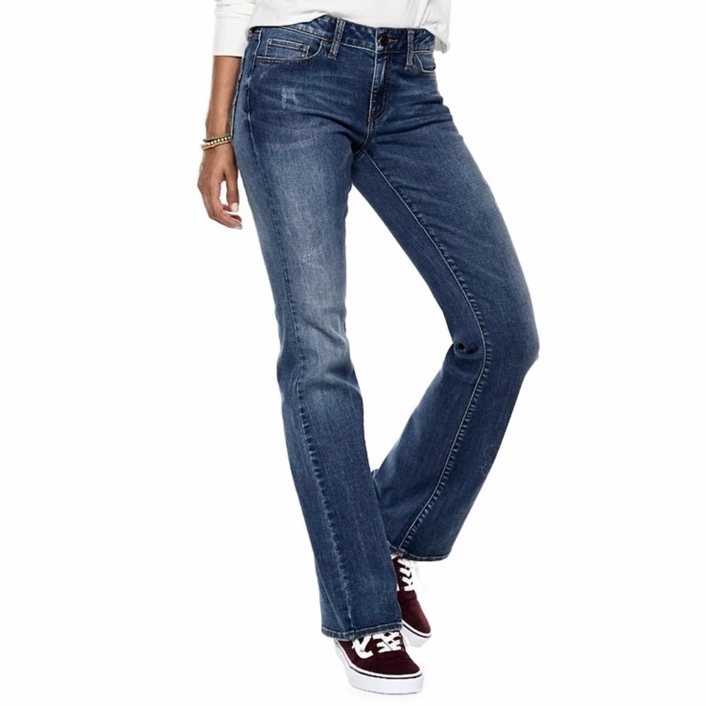 SO Juniors Dark Wash Low Rise Boot Cut Jeans Size 17